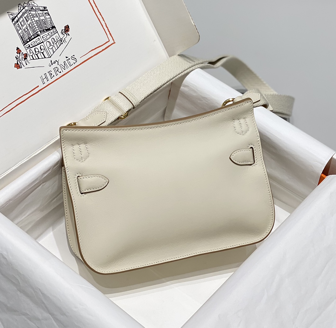 Hermes Jypsiere Mini Shoulder Bag In Cream White Swift Leather